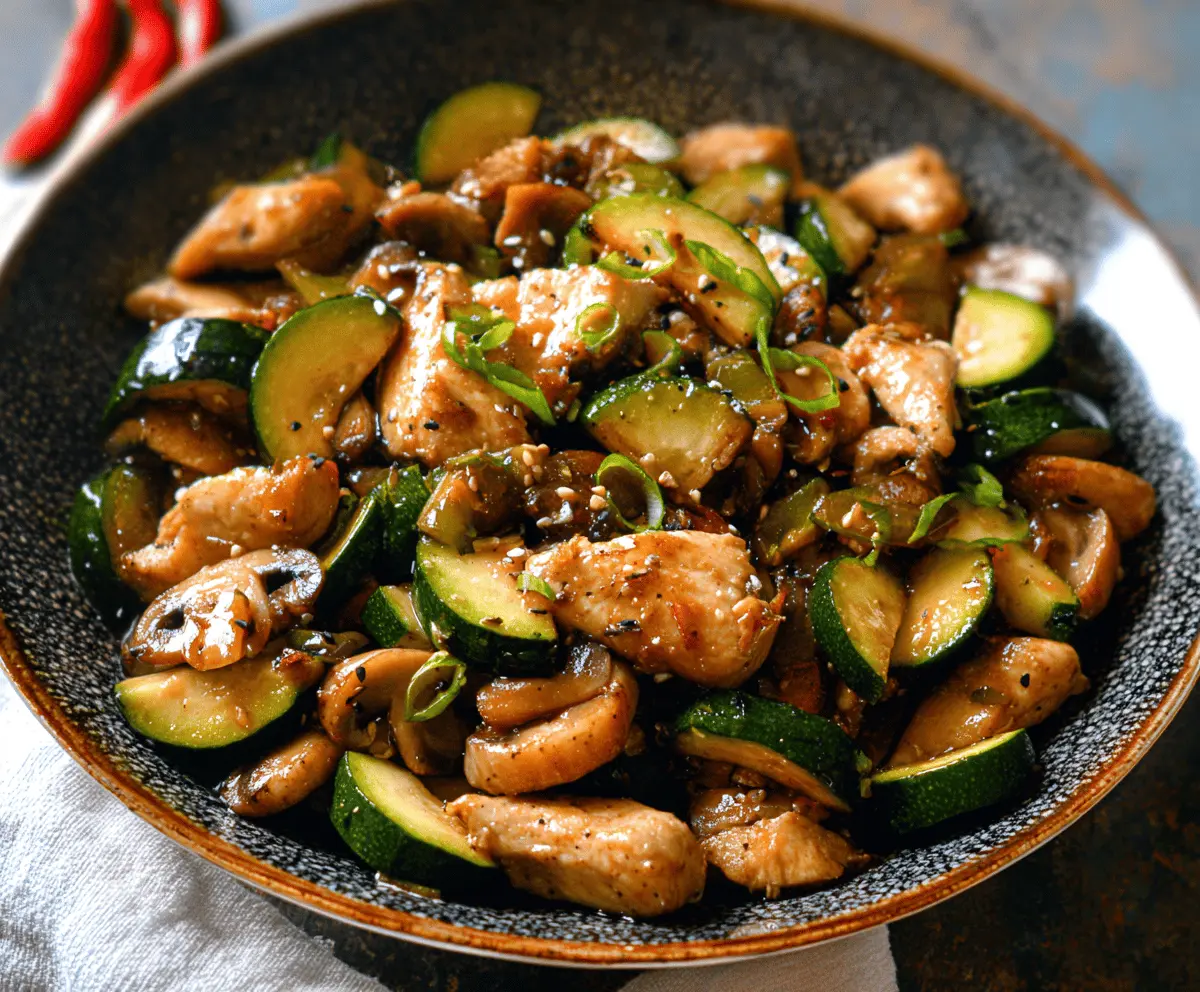 Easy Zucchini Mushroom Chicken Stir Fry Recipe