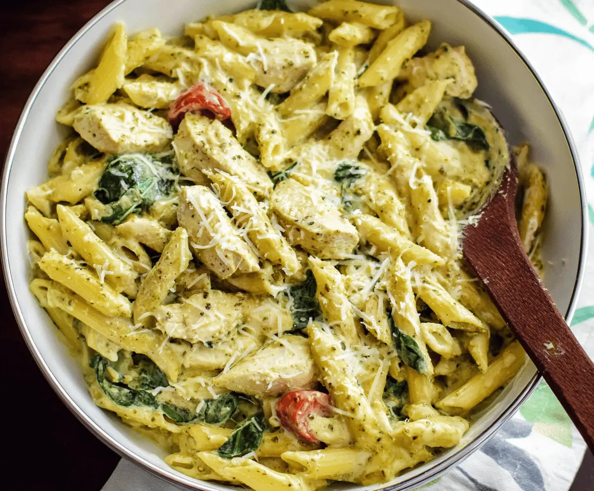 Easy Creamy Chicken Pesto Pasta Recipe