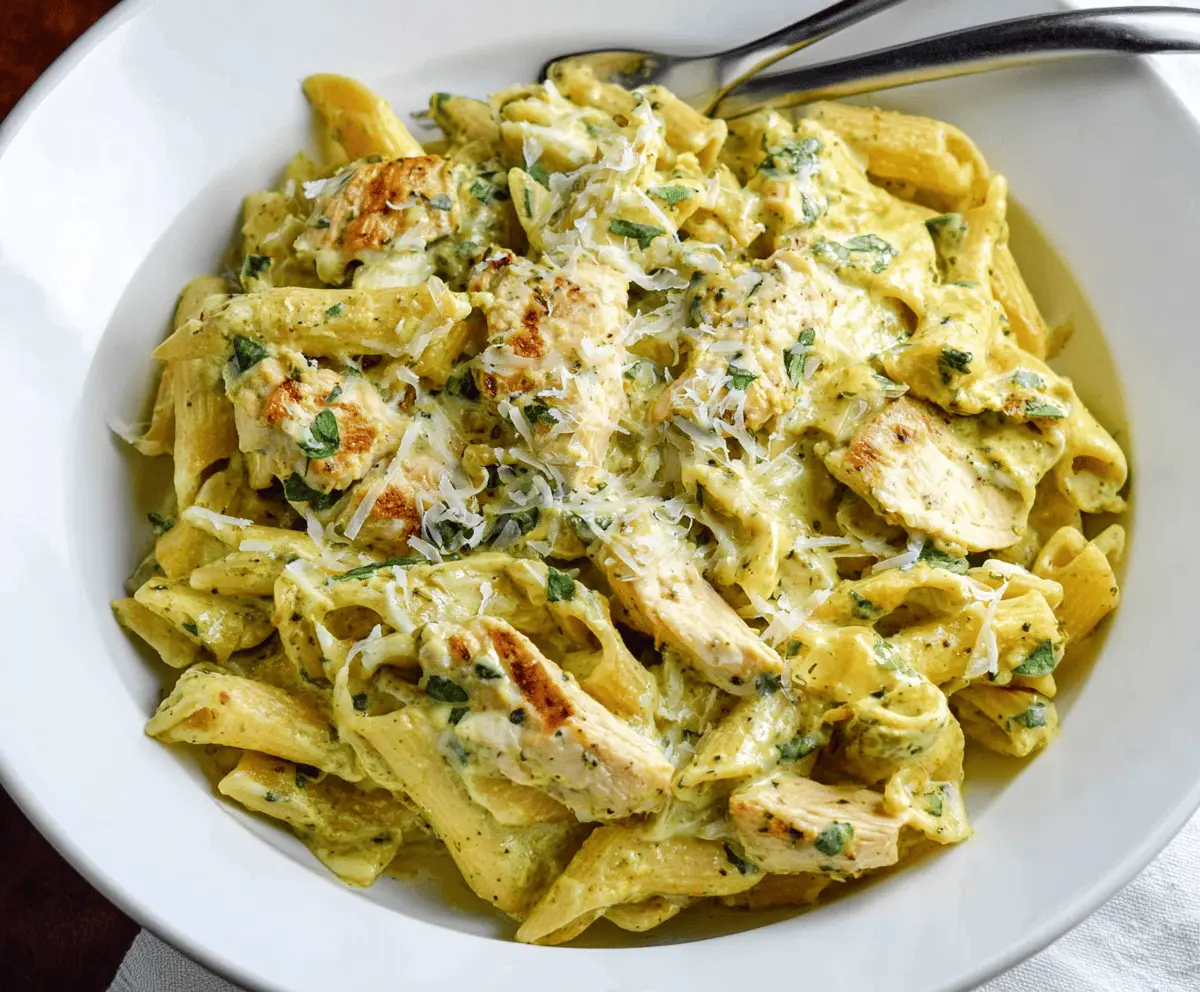 Easy Creamy Chicken Pesto Pasta Recipe