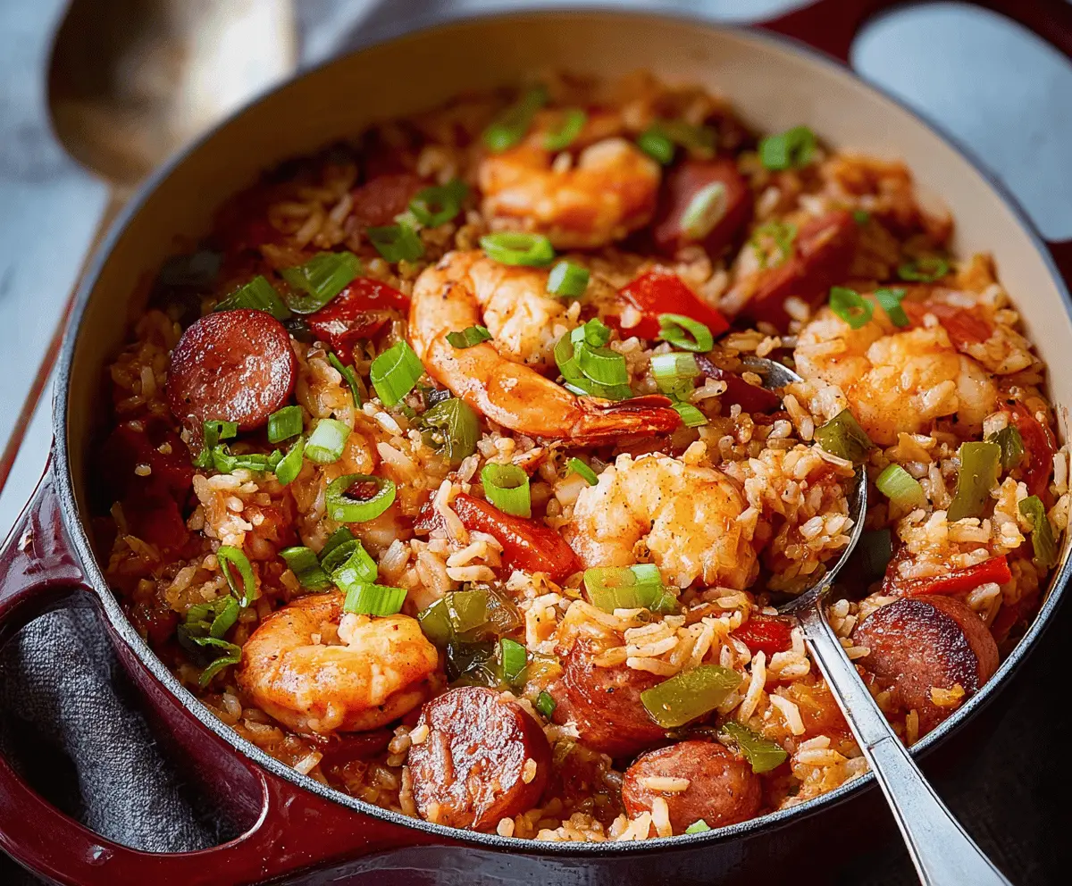 Easy One Pot Shrimp and Sausage Jambalaya Recipe