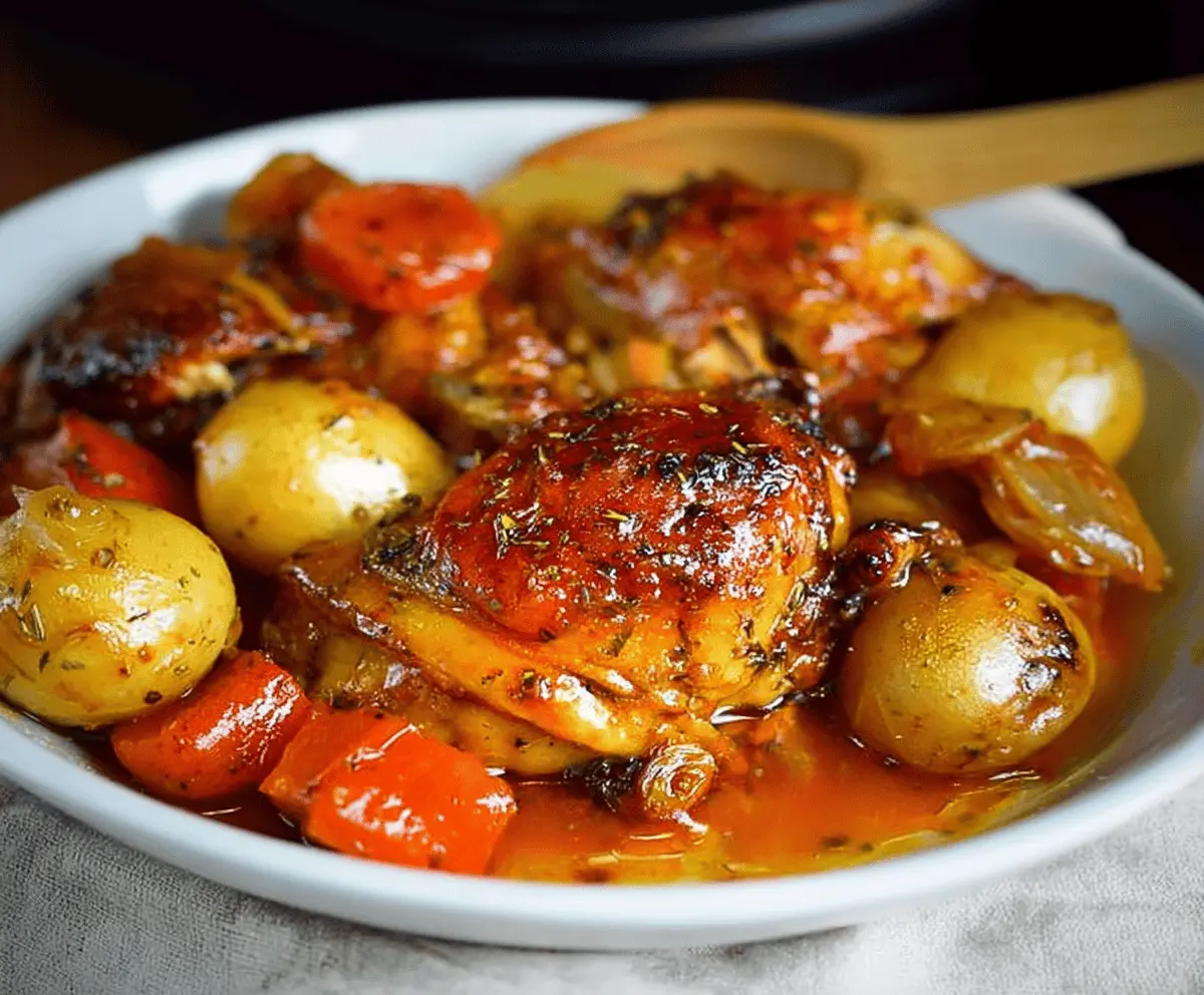 Easy Slow Cooker Honey Garlic Chicken and Veggies
