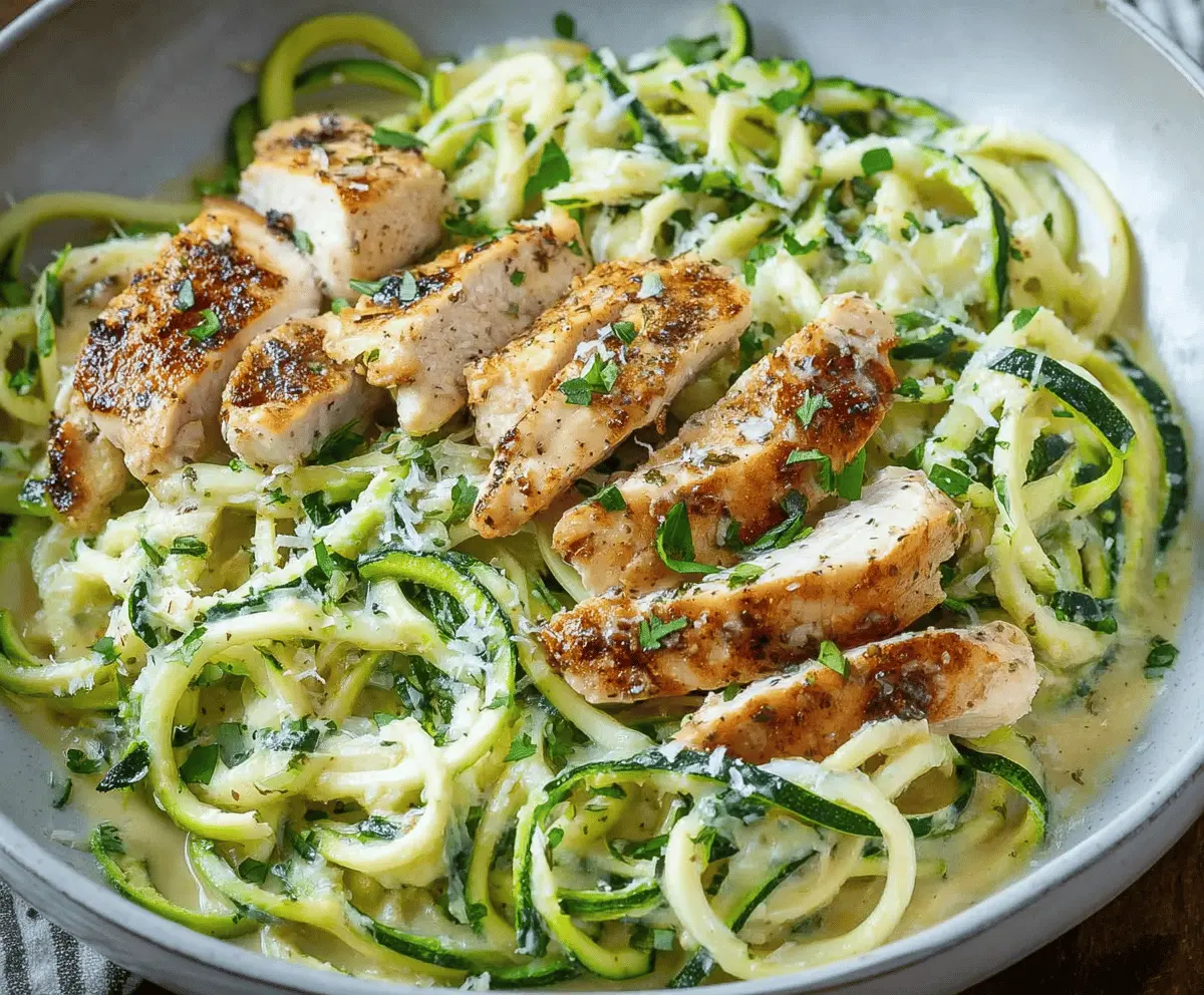 Zucchini Noodle Chicken Alfredo