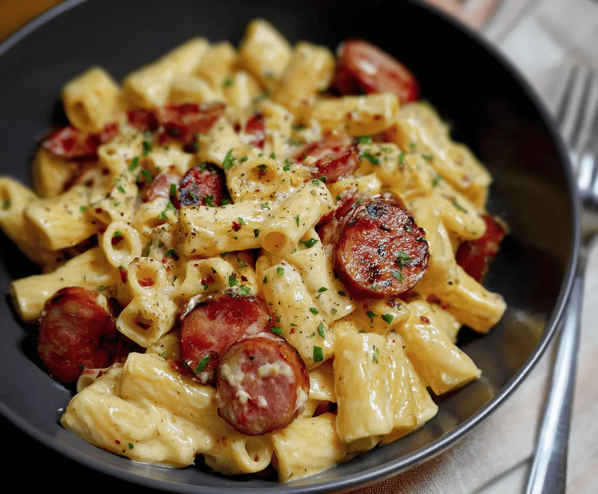 Creamy Smoked Sausage and Mozzarella Pasta