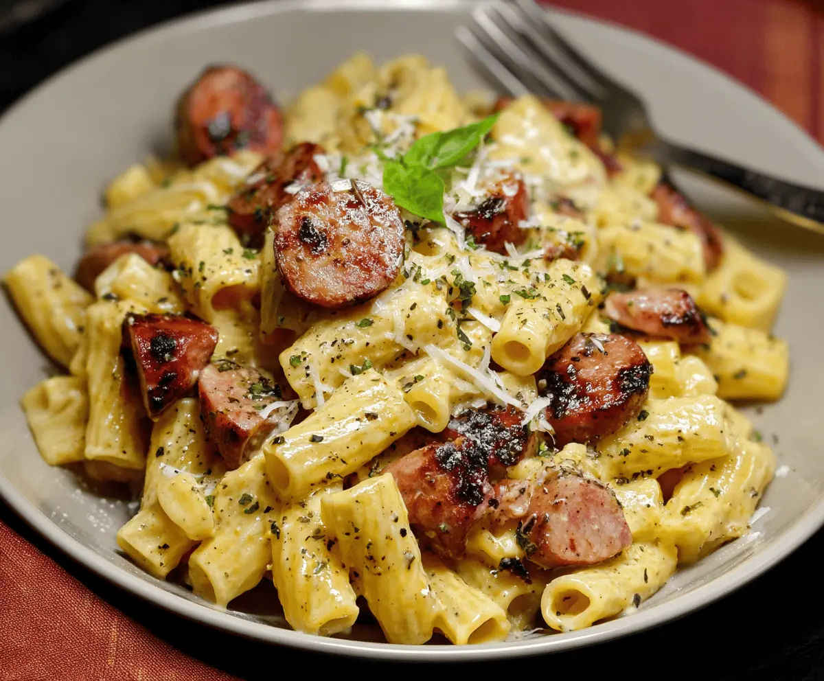 Creamy Smoked Sausage and Mozzarella Pasta