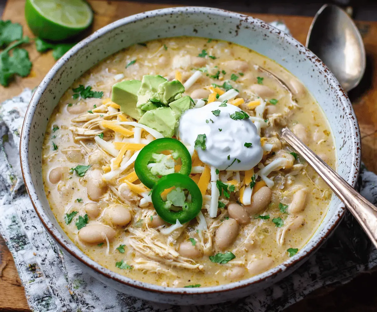 Creamy Crockpot White Chicken Chili 