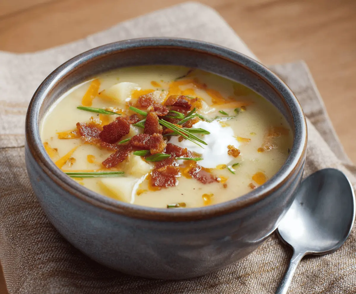 Creamy Potato Soup with Bacon Bits