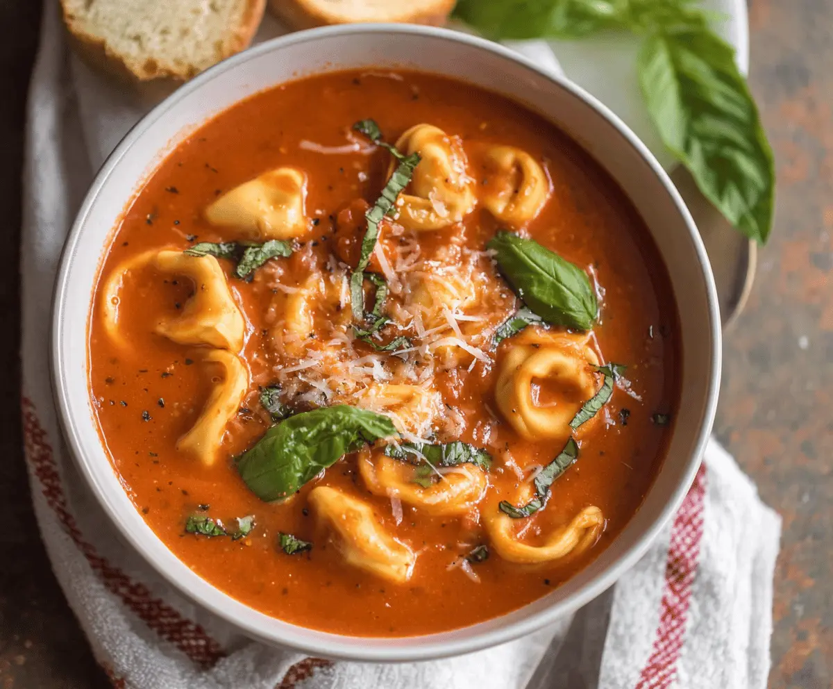 Slow Cooker Tomato Tortellini Soup