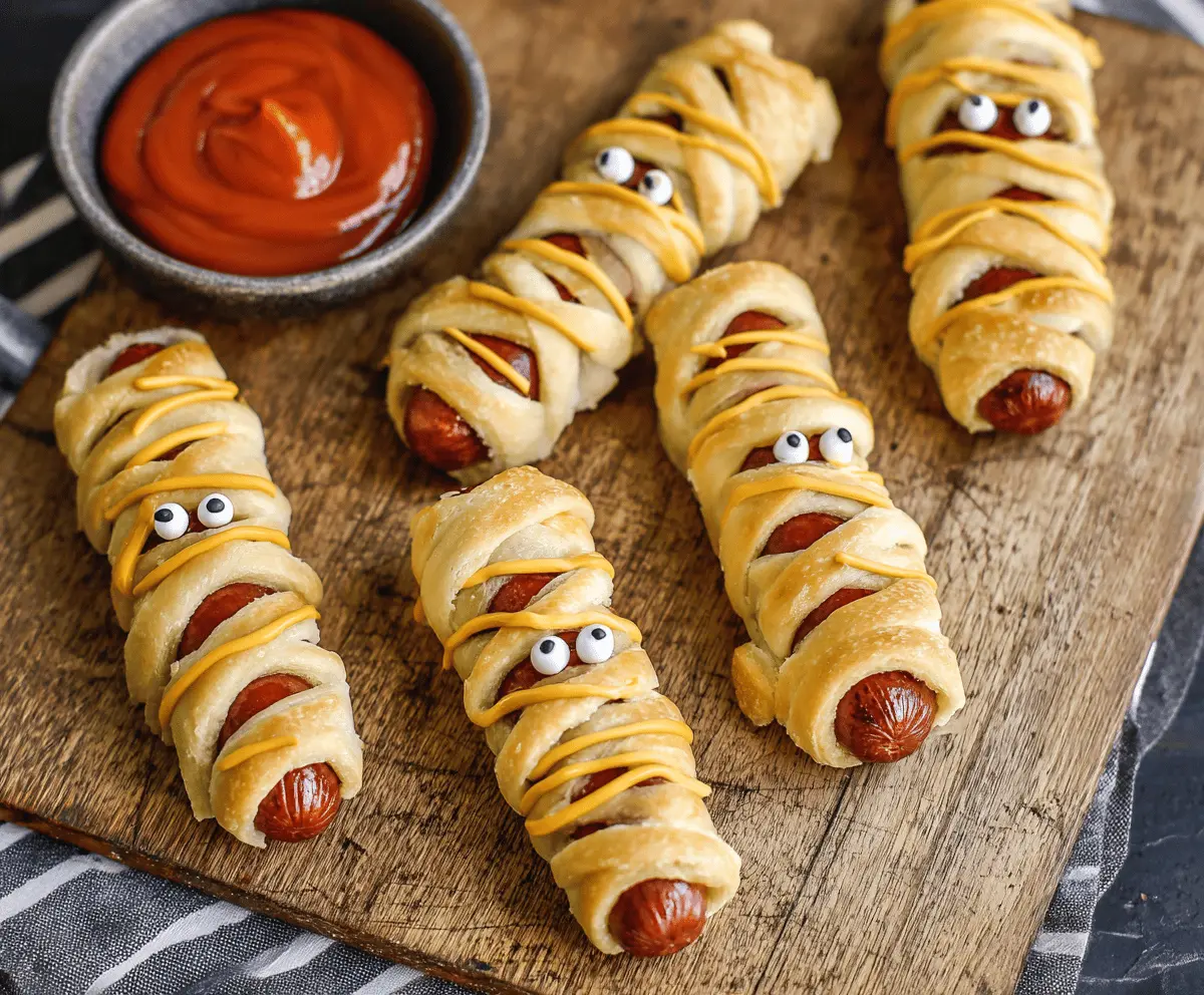 Easy 3-Ingredient Halloween Mummy Hot Dogs Recipe