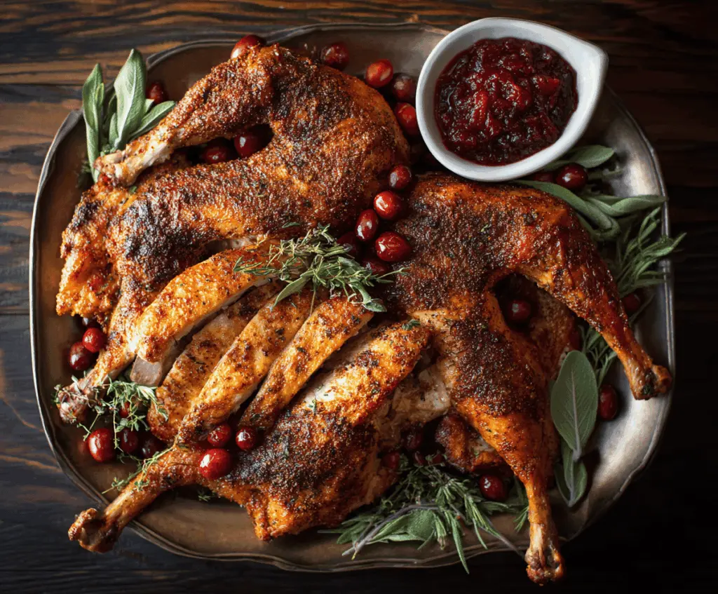 Crispy Spatchcock Turkey roasted to perfection for a delicious Thanksgiving feast