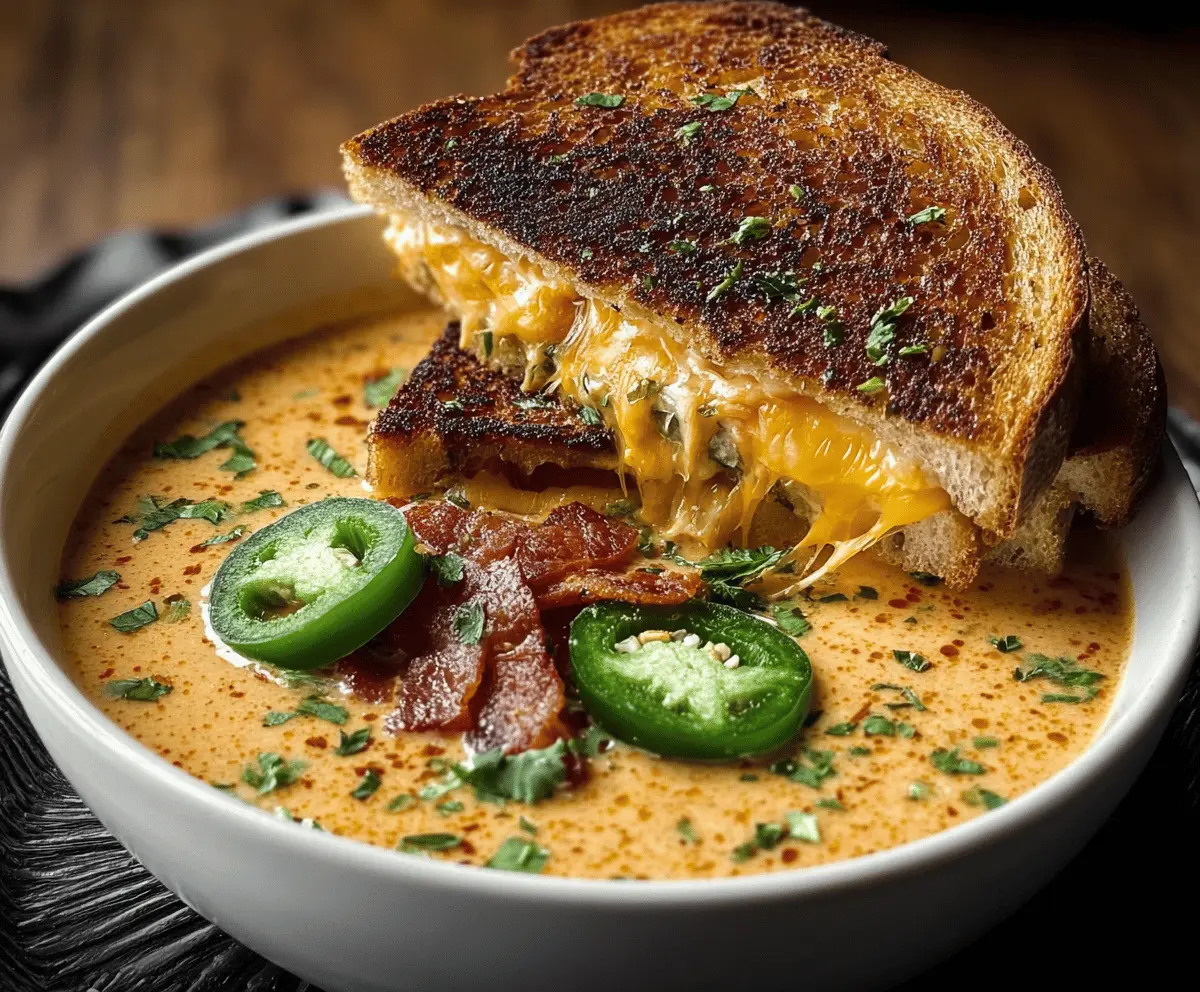 Spicy Jalapeño Popper Soup Recipe with Cheesy Grilled Cheese Dippers