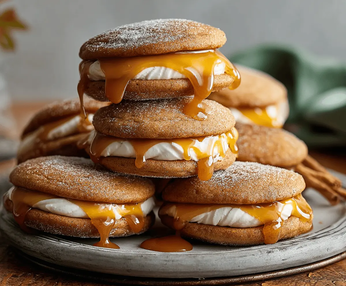 Irresistible Apple Cider Whoopie Pie Cookies with Gooey Caramel