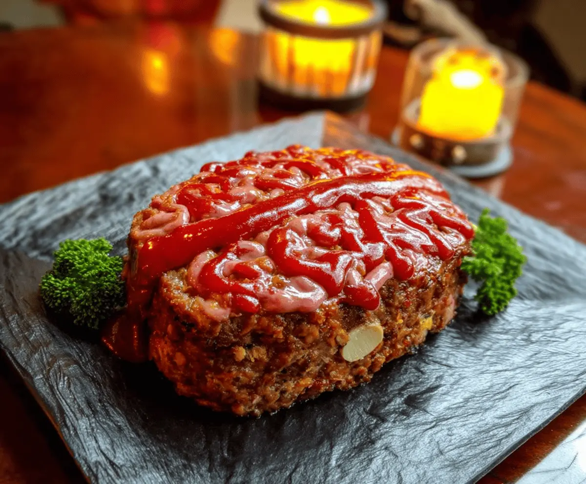 Spooky Halloween Brain Meatloaf Recipe - Easy & Creepy Party Food