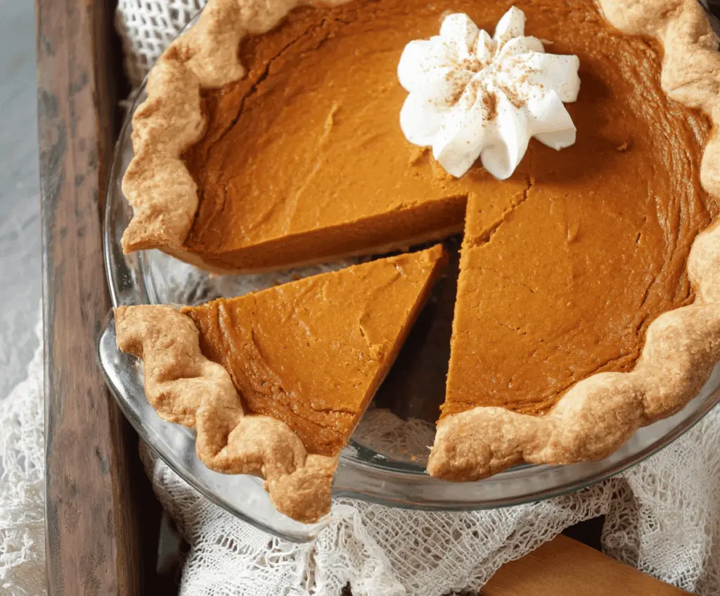 Delicious homemade classic pumpkin pie with spiced filling and golden crust, perfect for fall desserts