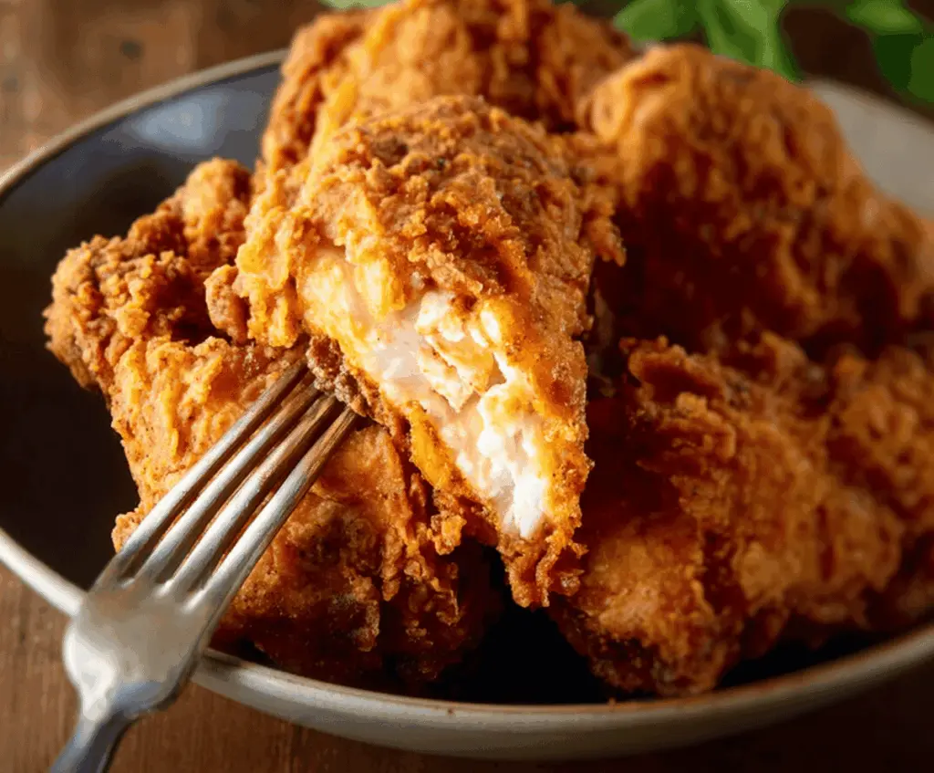 Golden crispy country fried chicken served with flavorful sides, perfect for a comforting and irresistible homemade meal
