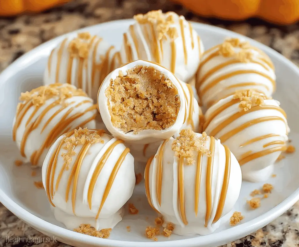 Creamy no-bake pumpkin cheesecake balls coated in crushed graham crackers, perfect for fall desserts and holiday parties.