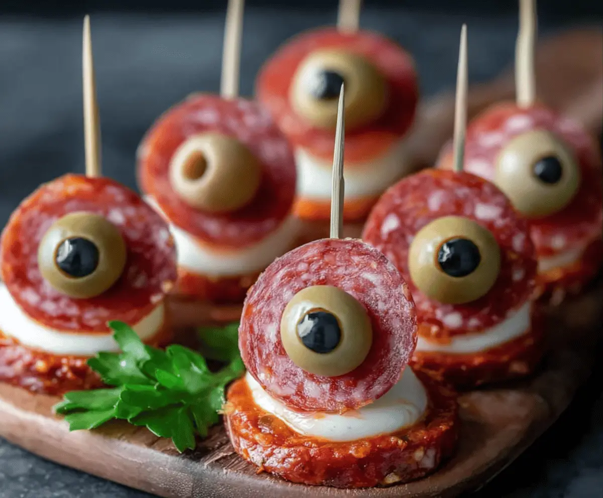 Spooky Salami Mozzarella Eyeballs Snack Recipe