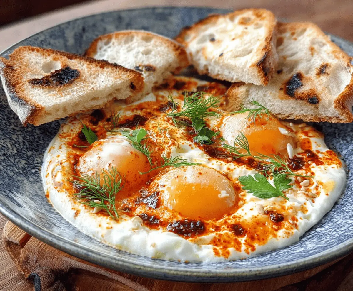 Turkish Eggs Cilbir Recipe – Creamy Poached Eggs with Yogurt & Garlic