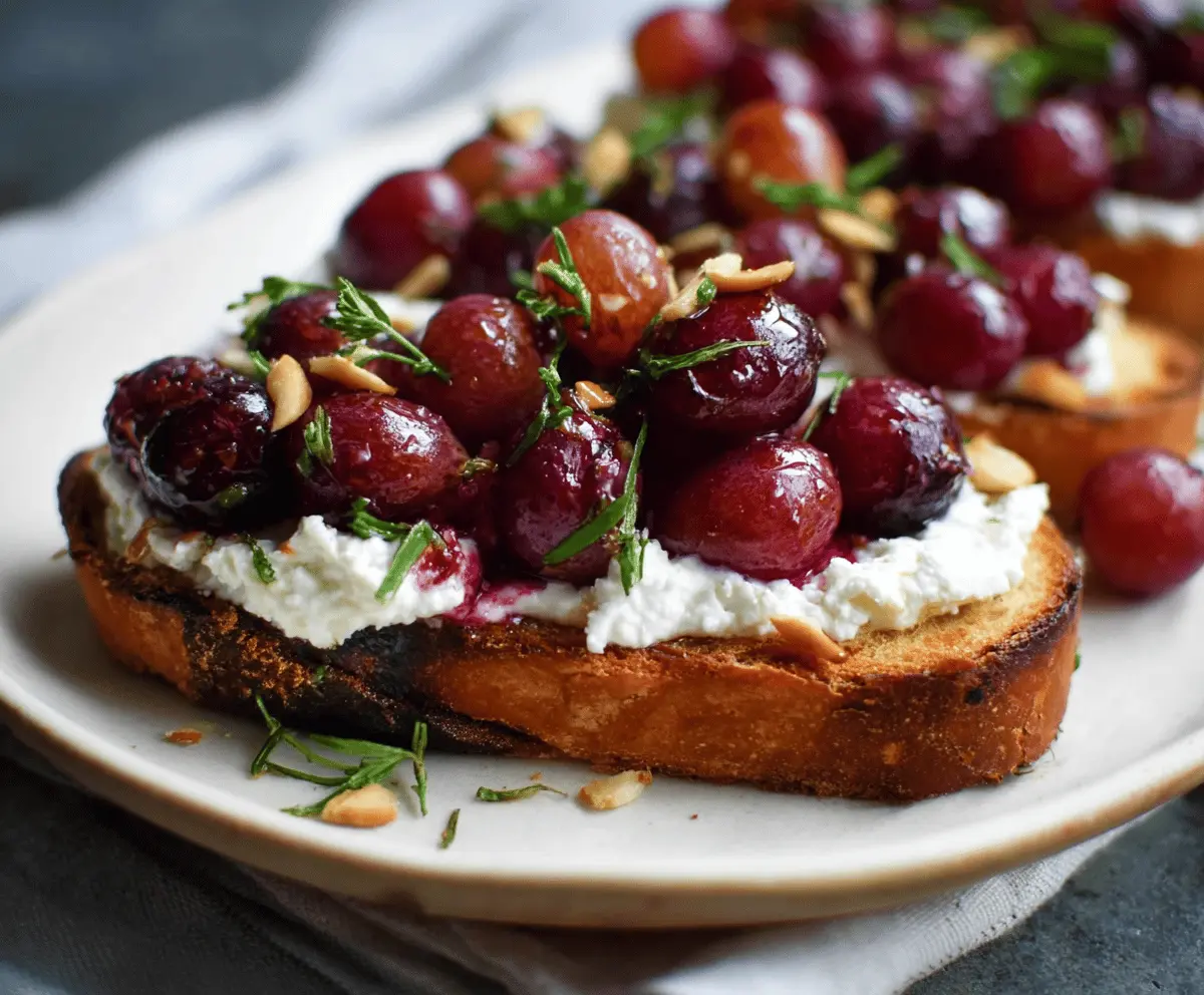 Easy Baked Grapes & Feta Bruschetta