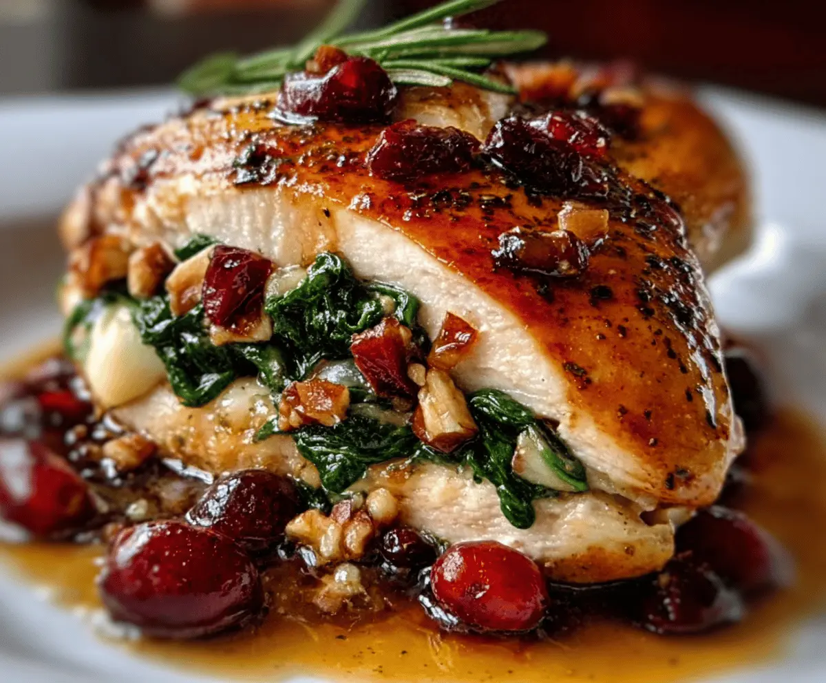 Cranberry Spinach Chicken with Brie