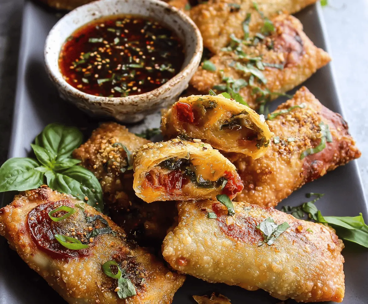 Crispy Garlic Butter Pizza Egg Rolls
