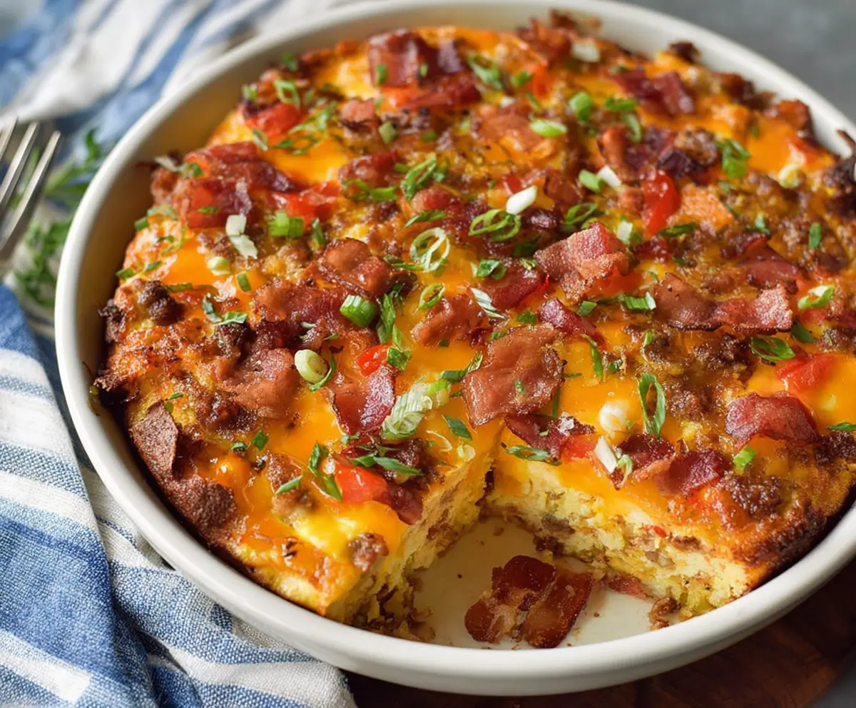 Easy Loaded Overnight Breakfast Casserole