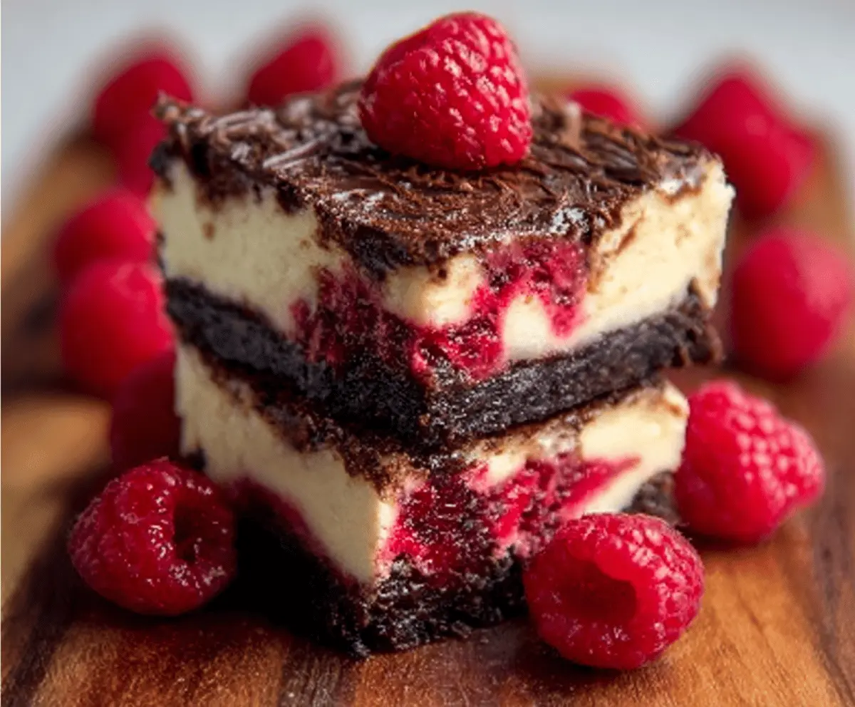 Easy Raspberry Brownie Cheesecake