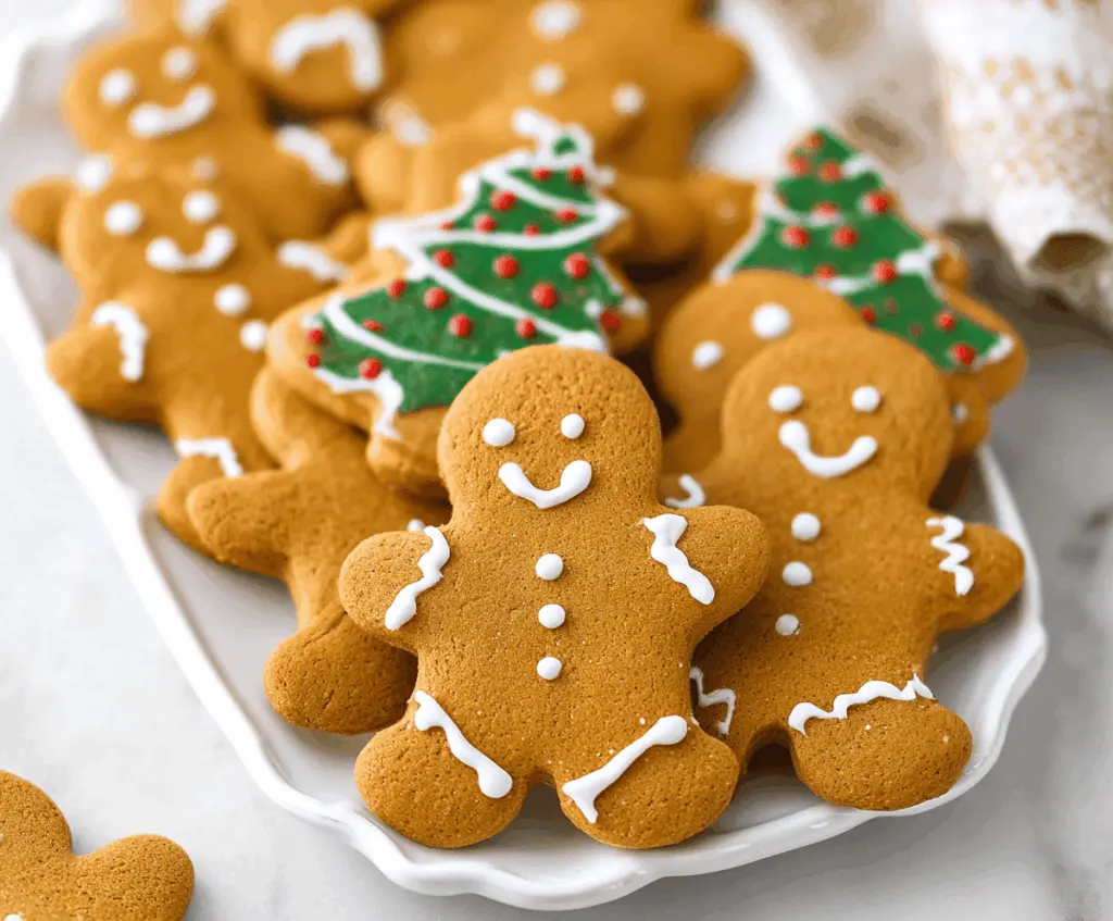 Delicious soft gingerbread cookies with a warm, spiced aroma, perfect for holiday treats.