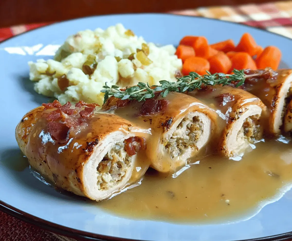 Easy Turkey Stuffing Roll Ups with Gravy
