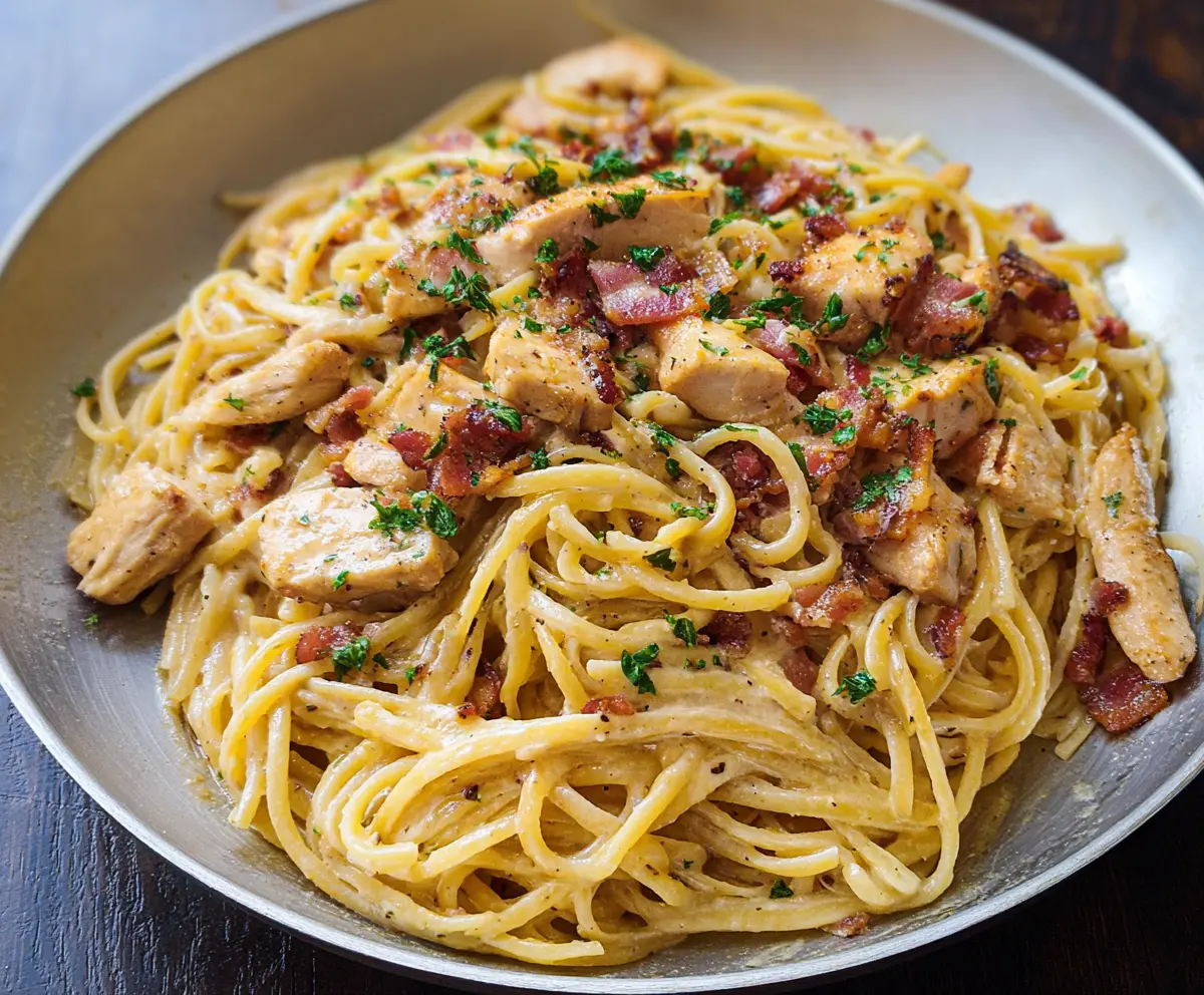 Easy Chicken Carbonara Pasta