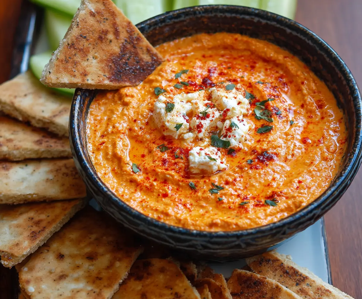 Easy Roasted Red Pepper Feta Dip