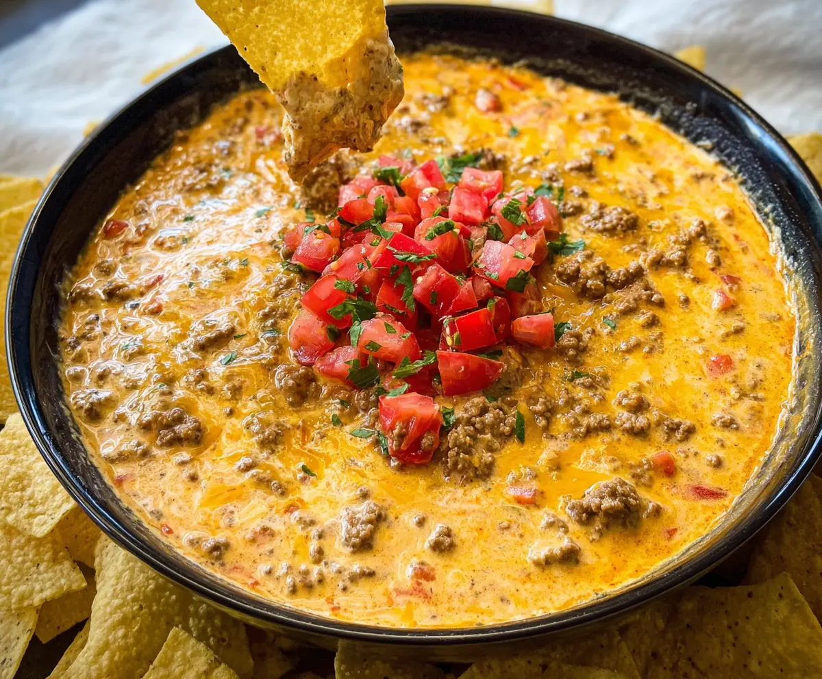 Easy Rotel Dip with Ground Beef