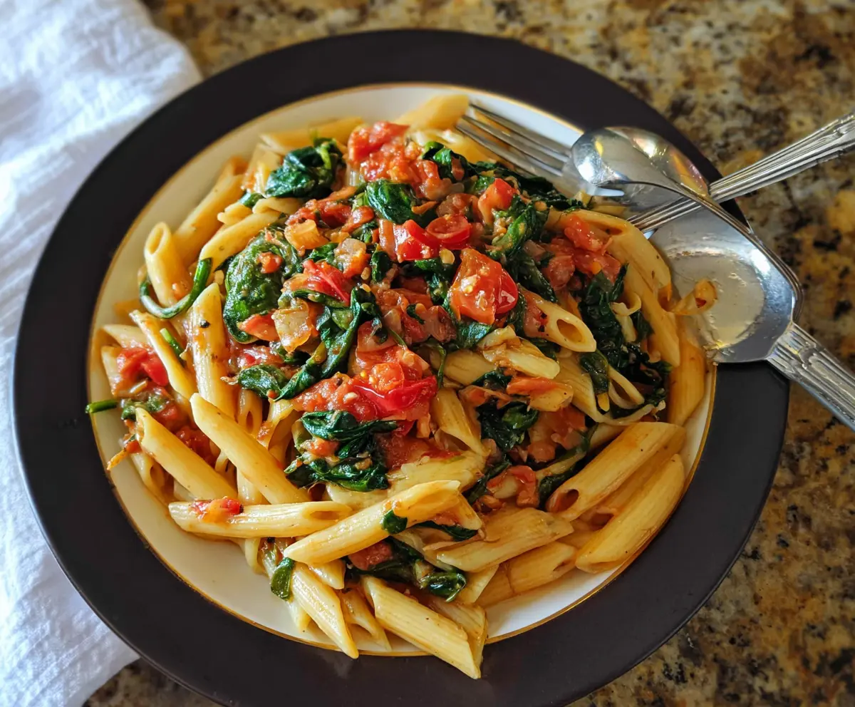 Easy Tomato Spinach Pasta Recipe