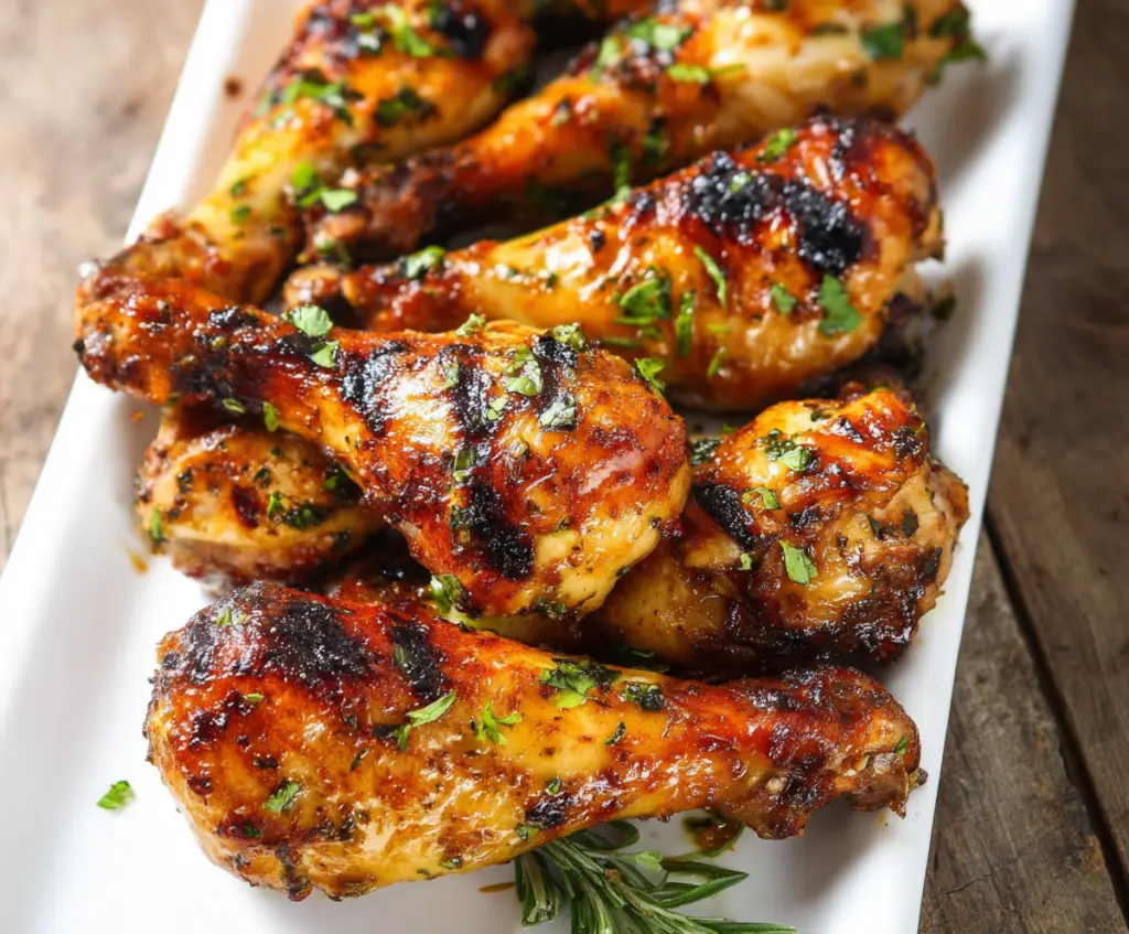 Delicious baked chicken drumsticks recipe with crispy golden skin and flavorful seasoning.