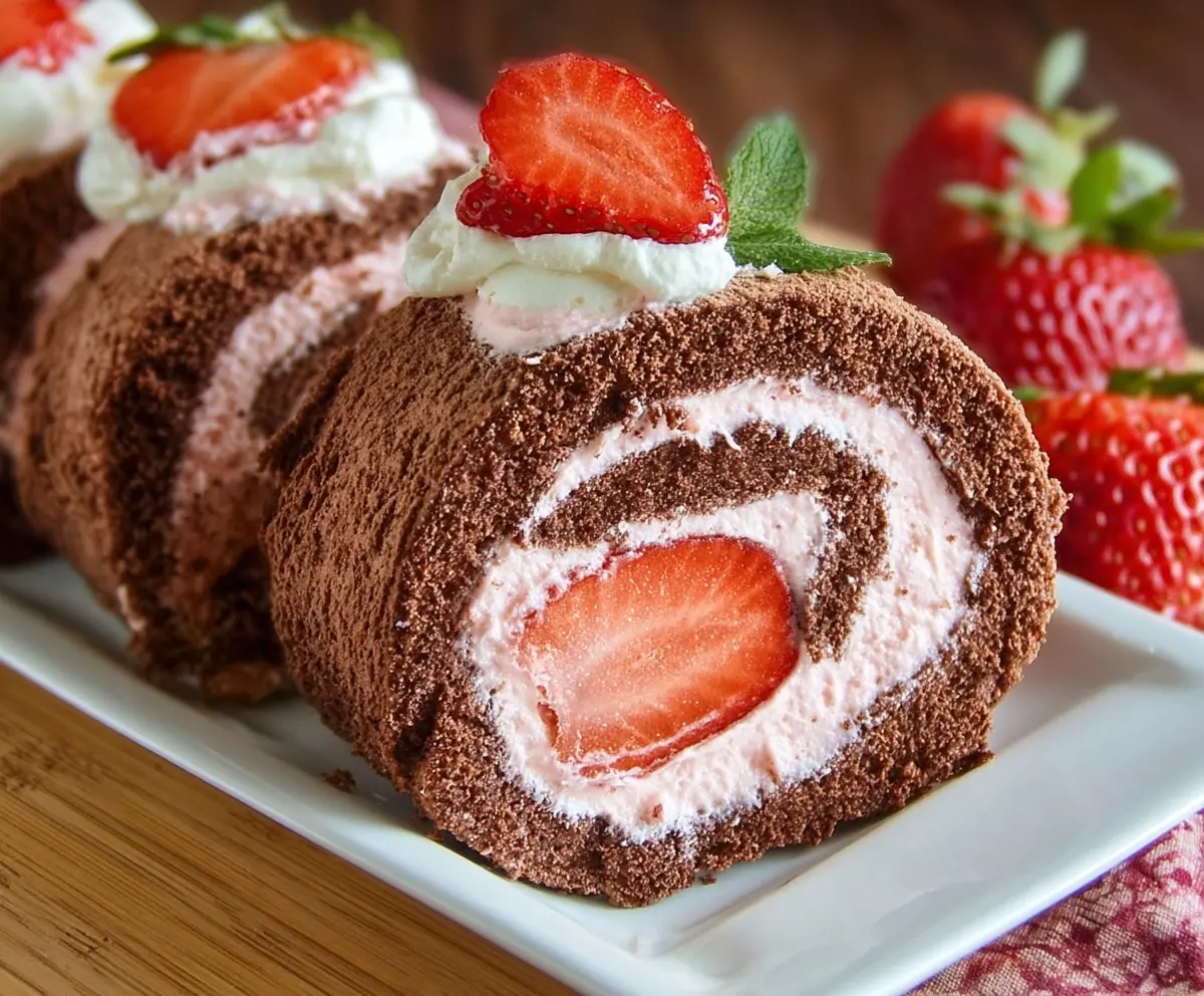 Easy Chocolate Rolls with Strawberry Cream Cheese