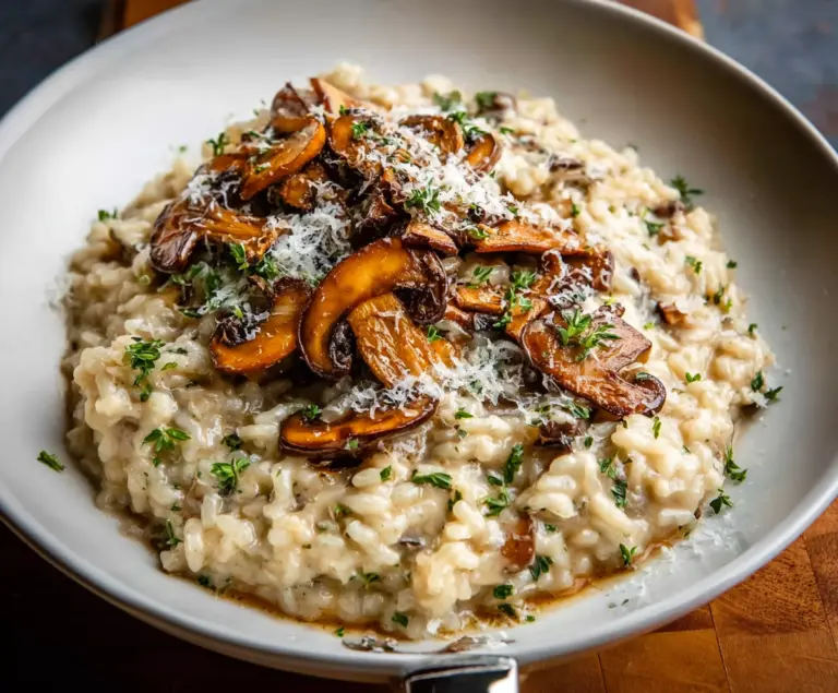 Creamy Mushroom Risotto, Romantic Dinner for Two