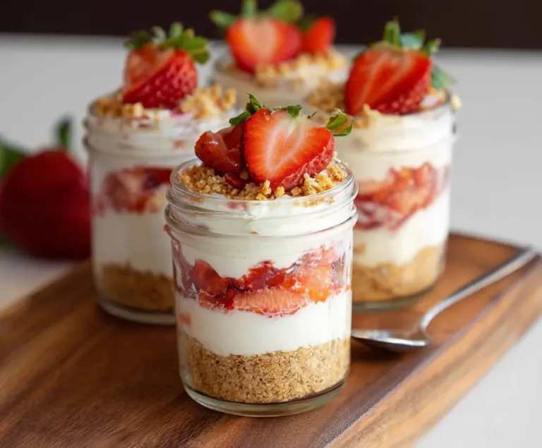 No-Bake Strawberry Cheesecake Jars