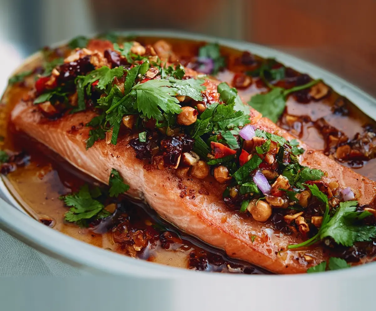 Salmon with Crunchy Nut Salsa