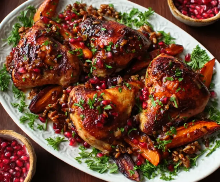 Sheet-Pan Pomegranate Chicken With Walnut Relish