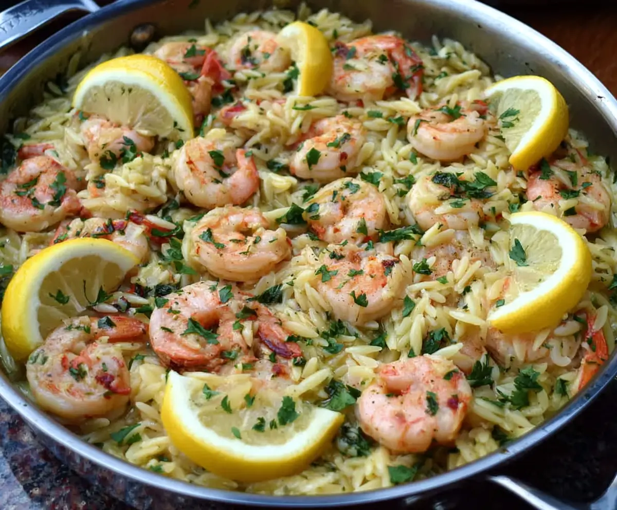 Easy Shrimp Orzo in Lemon Garlic Sauce
