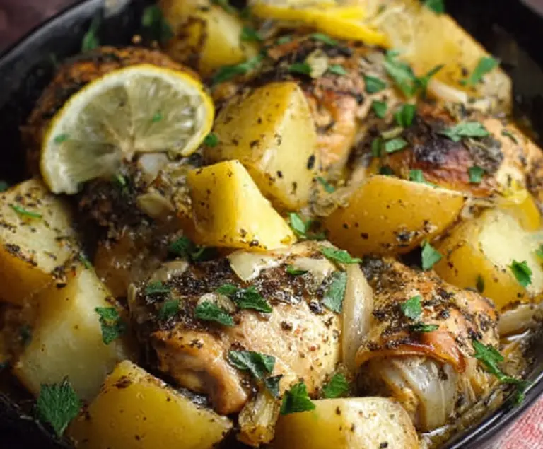 Slow Cooker Greek Lemon Chicken and Potatoes