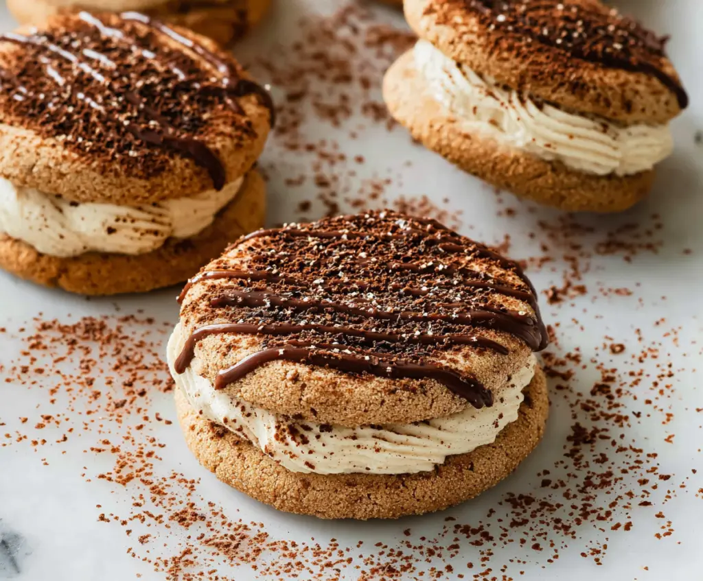Delicious Tiramisu Cookies with layers of coffee-soaked ladyfingers and mascarpone cheese topping.