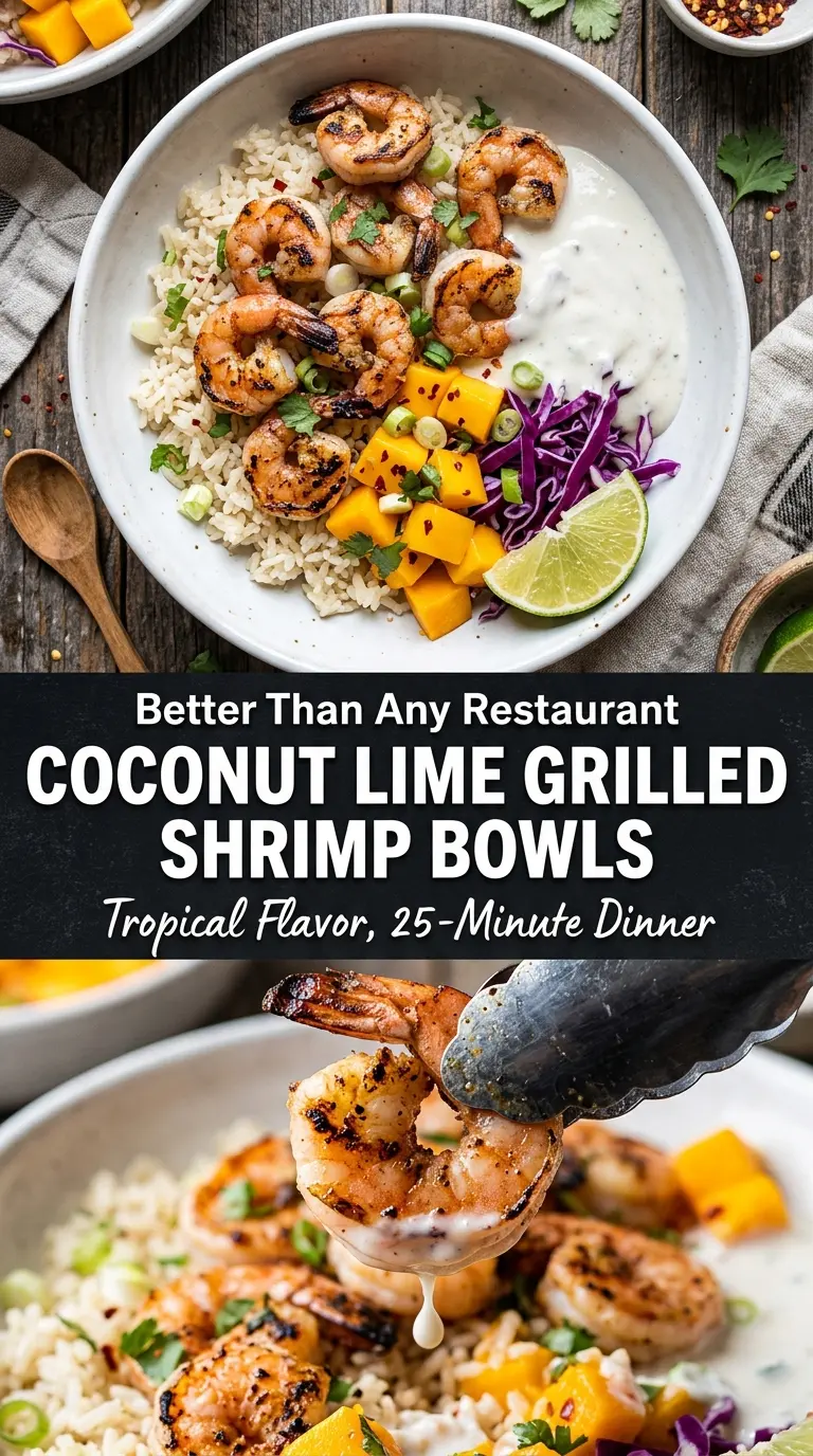 Coconut Lime Grilled Shrimp Bowls tropical tangy smoky
