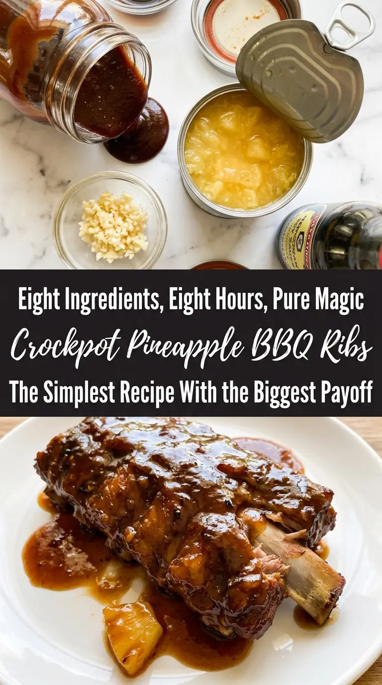 Crockpot Pineapple BBQ Ribs sticky tender