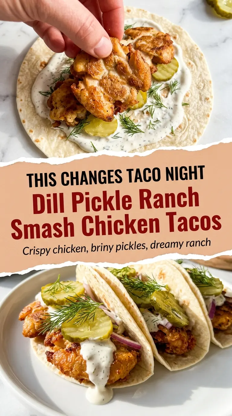 Dill Pickle Ranch Smash Chicken Tacos crispy tangy ranch