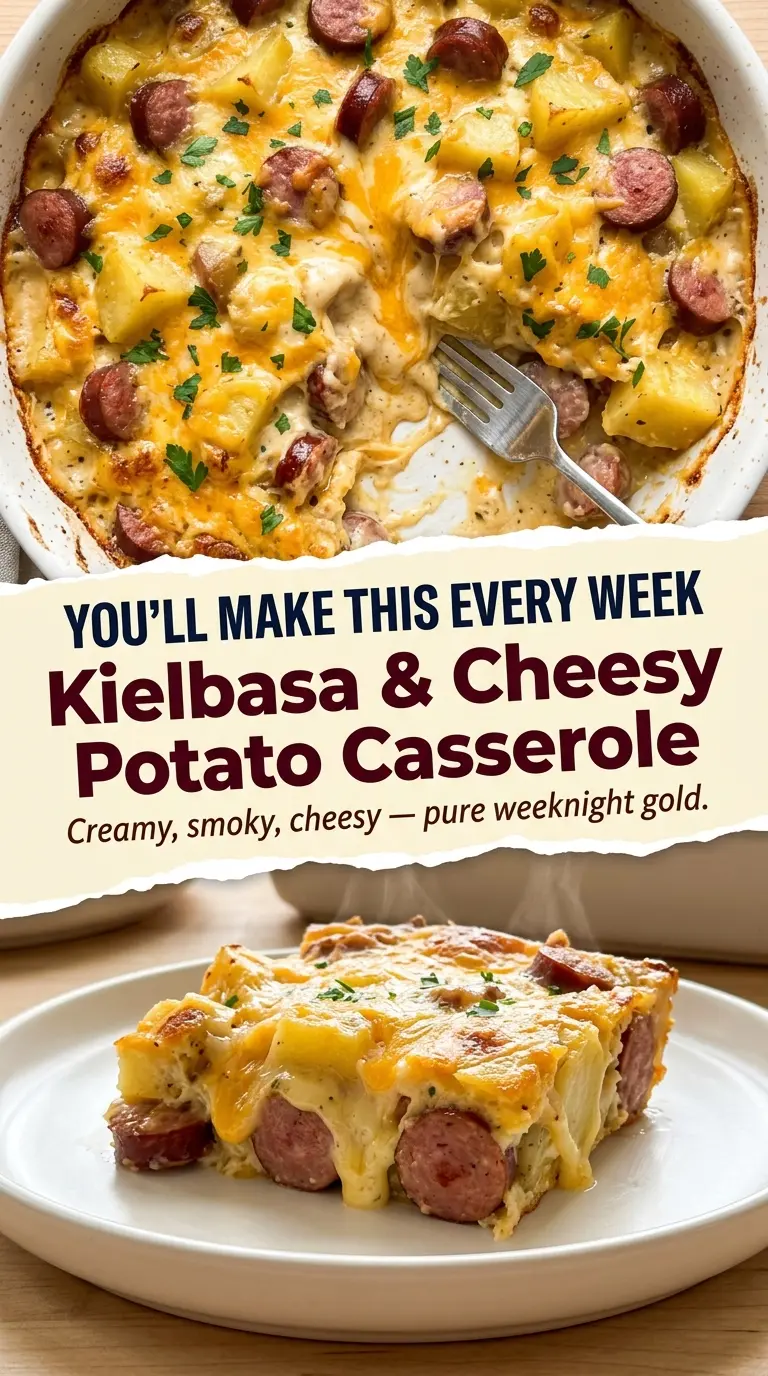 Hearty Kielbasa and Cheesy Potato Casserole smoky cheesy golden