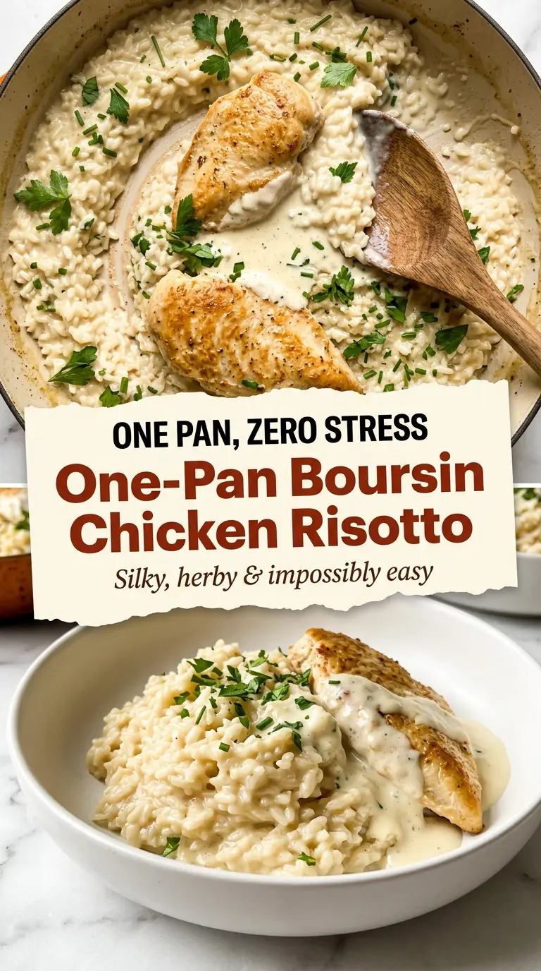 One-Pan Boursin Chicken Risotto creamy garlic herb