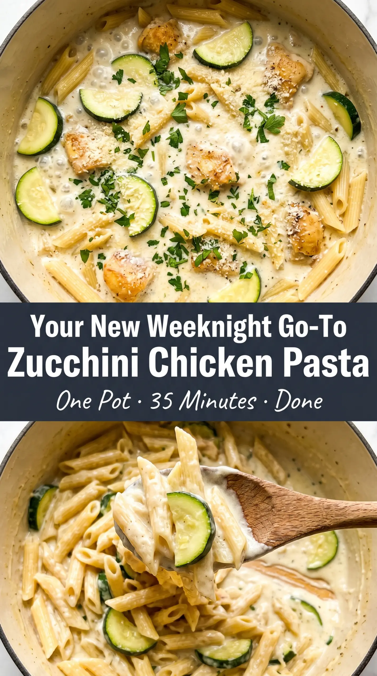 One Pot Zucchini and Chicken Pasta creamy garlicky skillet