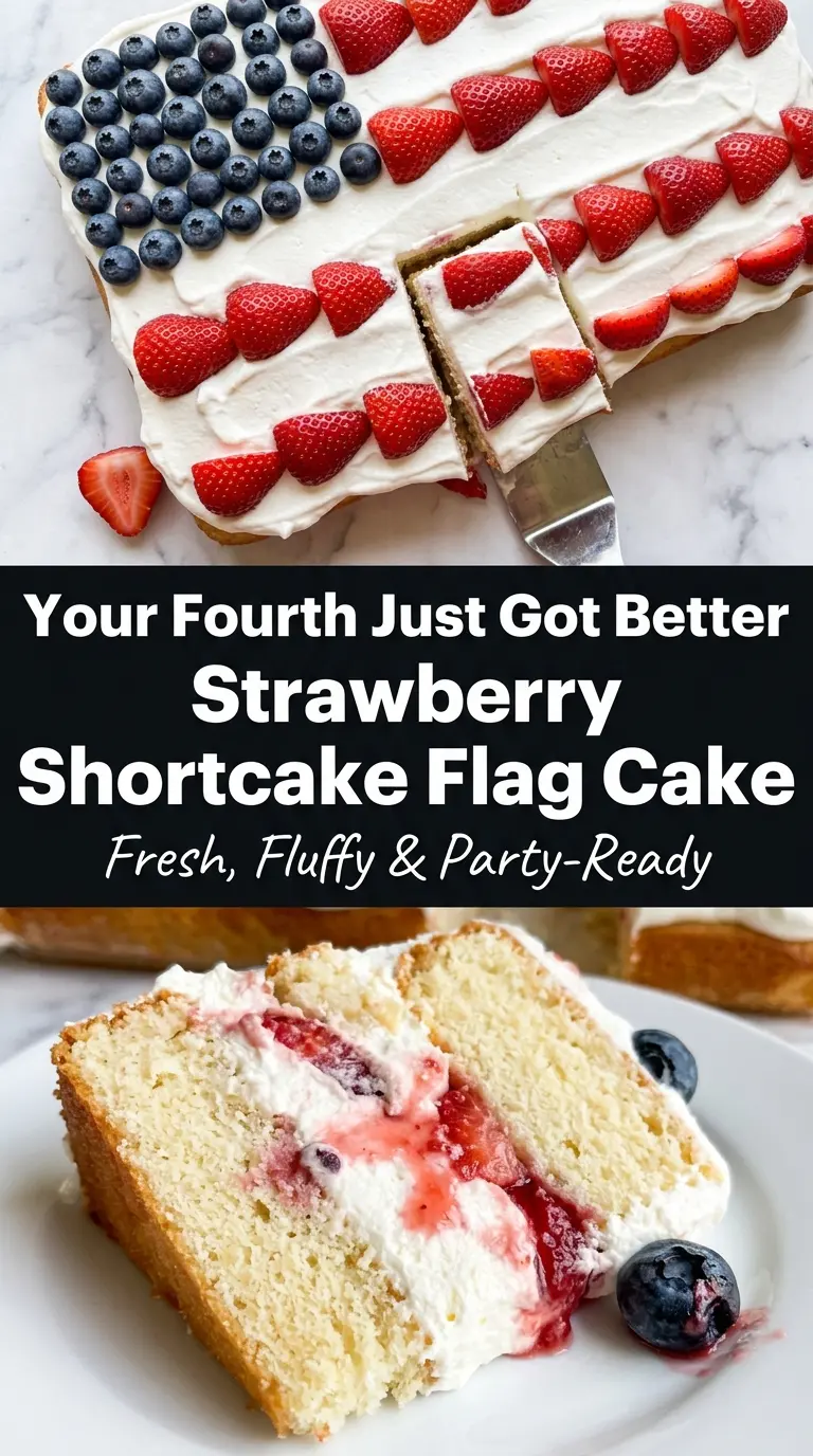 Strawberry Shortcake Flag Cake patriotic berries