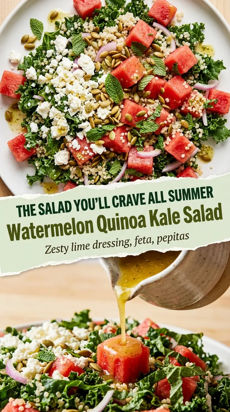Watermelon Quinoa Kale Salad, fresh citrusy texture