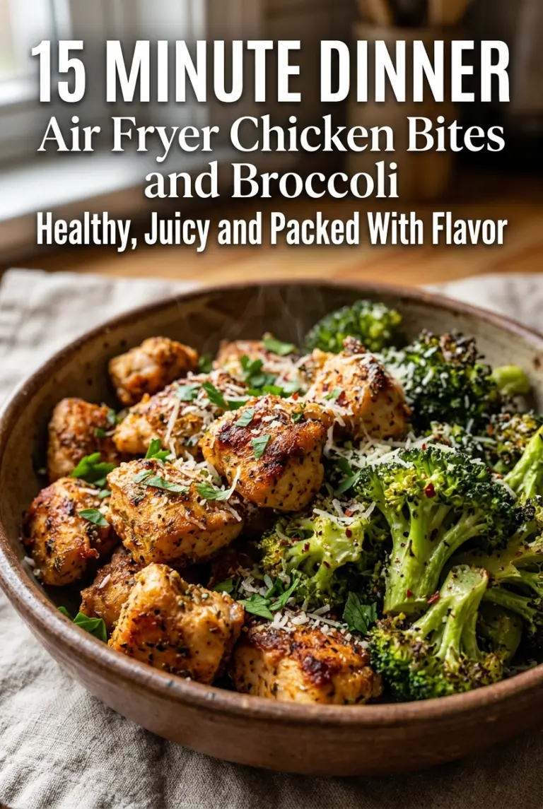 Air Fryer Chicken Bites and Broccoli